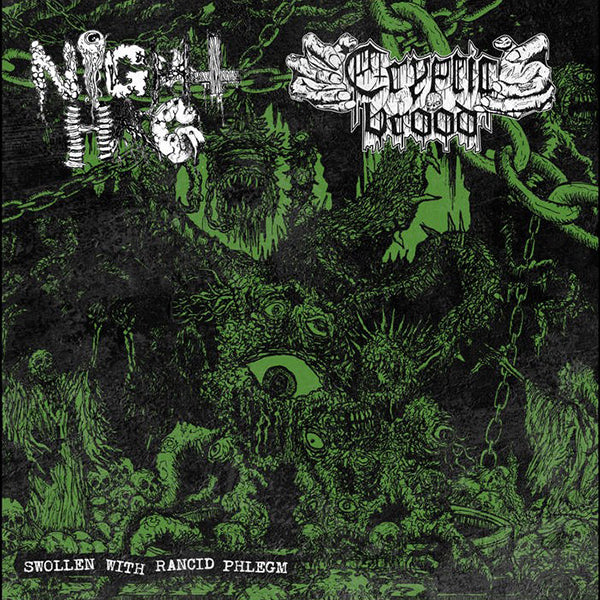 Cryptic Brood/Night Hag - Swollen with Rancid Pleghm CD